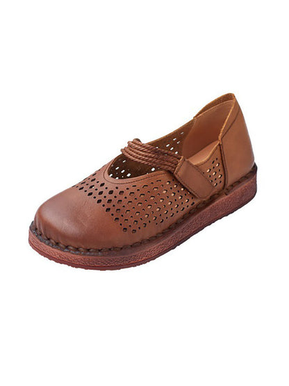 Women Summer Casual Leather Cutout Flat Shoes UI1016 Ada Fashion