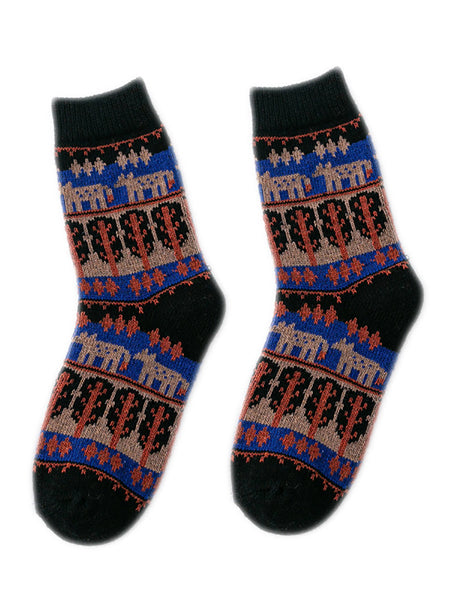 5 Pairs Women Winter Ethnic Wool Socks AS1019 BUYKUD