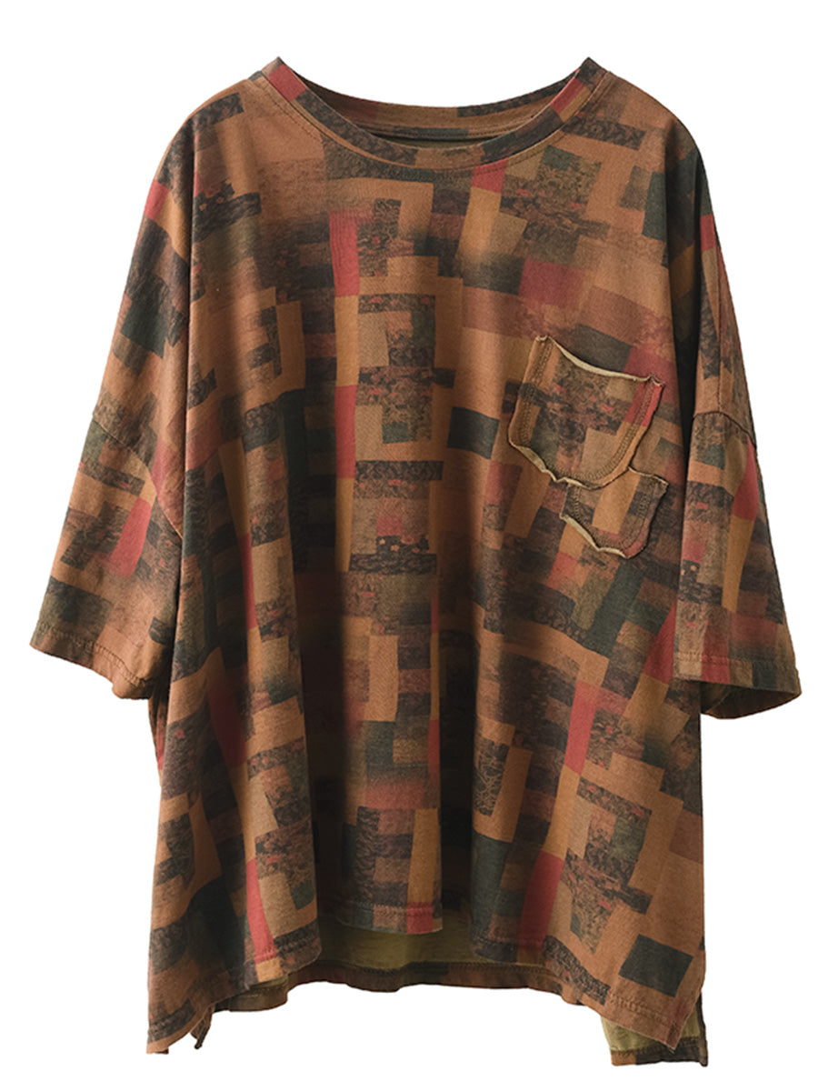 Women Casual Summer Print Loose Cotton Shirt XX1008 Ada Fashion