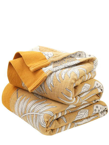 5Layer Cotton Summer Nap Leaf Jacquard Sofa Blanket TY1011 Ada Fashion