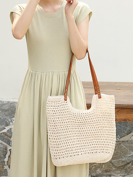 Summer Vintage Knitted Large Capacity Shoulder Bag RR1007 BUYKUD