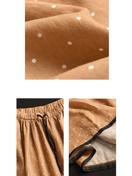 Women Summer Artsy Dot Loose Ramie Skirt PP1047 BUYKUD