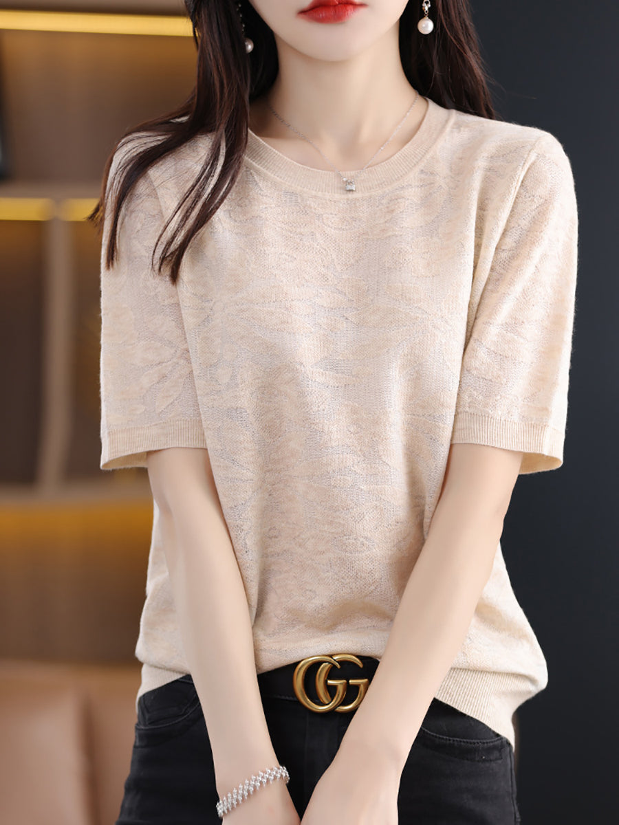 Women Summer Casual Flower Knitted Pullover Shirt WE1019 Ada Fashion