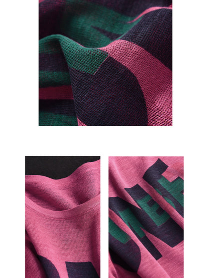 Women Summer Letter Printing Knitted Loose Shirt OP1049 BUYKUD