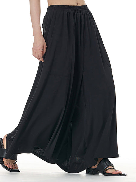 Women Summer Casual Solid Wide-leg Loose Pants FD050 BUYKUD
