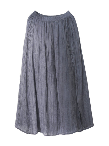 Plus Size Women Casual Solid Ramie Loose Skirt KL1030 Ada Fashion
