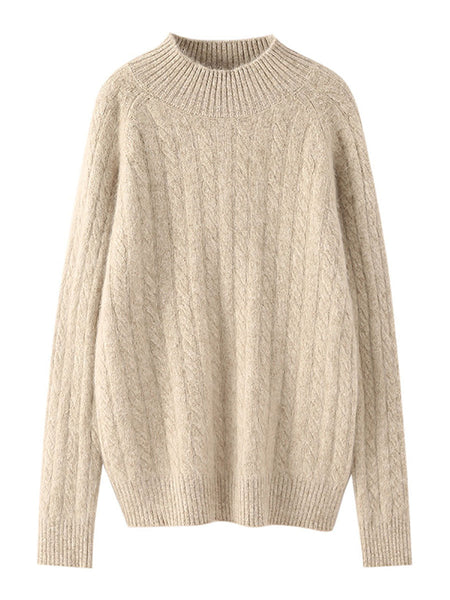 Women Autumn Vintage Half-Turtleneck 100%Wool Trist Sweater BA1065 Genistyle Shop