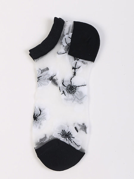 5 Pairs Women Summer Flower Thin Short Socks CX019 WSD