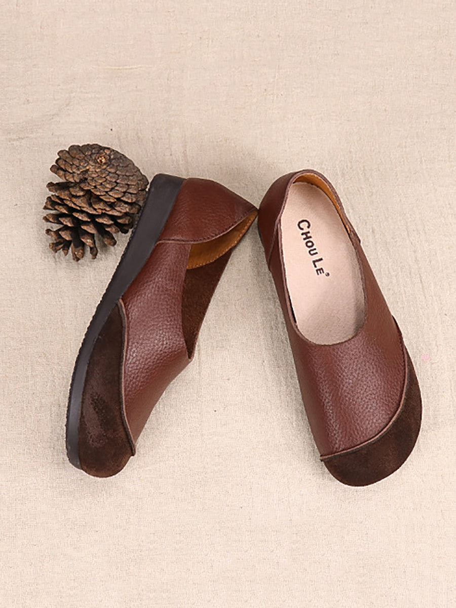 Women Summer Genuine Leather Spliced Flat Shoes AT1043 ZYXY