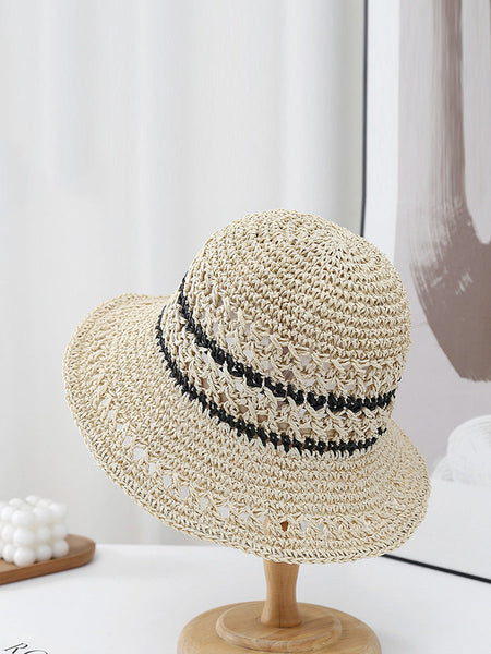 Women Casual Stripe Straw Weave Sunproof Hat CX021 NKMZ
