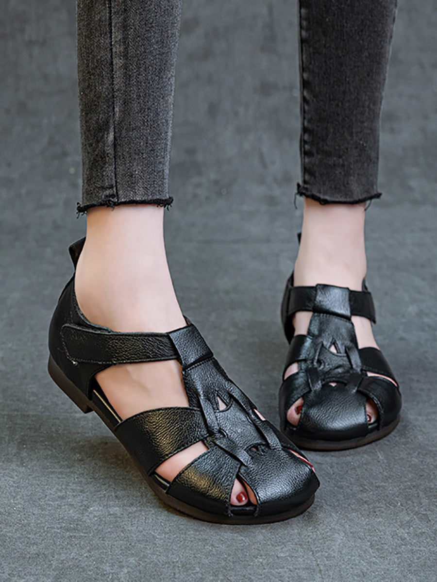 Leather Summer Soft Women Spliced Sandals FashionChic