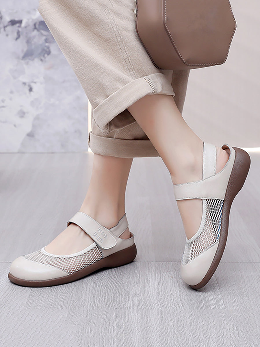 Women Summer Casual Solid Leather Low Heel Sandals AS1057 Ada Fashion