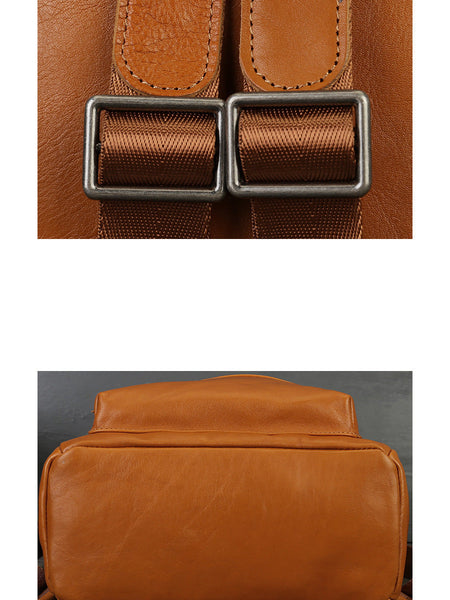 Women Casual Soft Leather Pure Color Backpack AK1044 Genistyle Shop