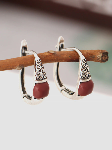 Earrings Cooper-plating Ethnic Silver Women FashionChic