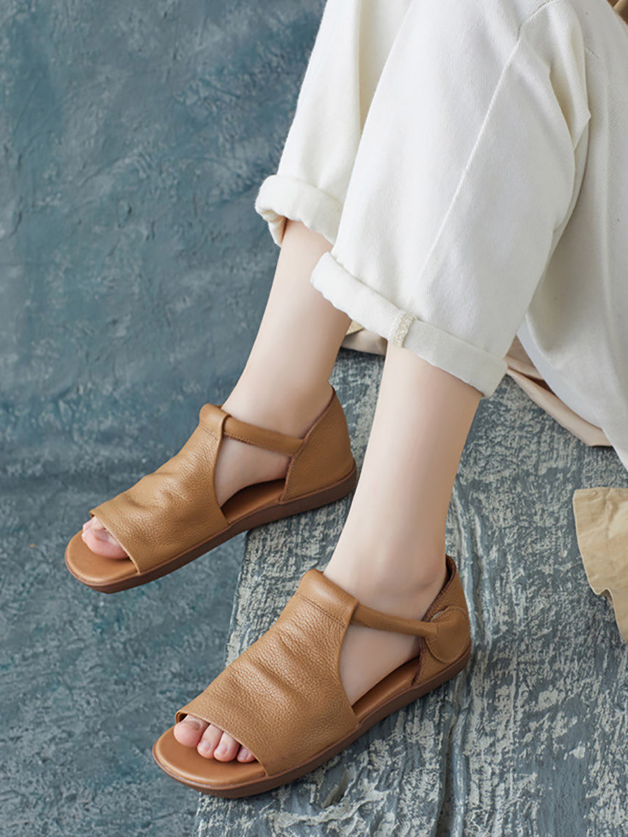 Women Summer Solid Casual Leather Flat Sandals UI1013 Ada Fashion