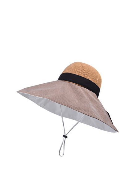 Women Summer Colorblock Large Brim Sunproof Hat WE1002 Ada Fashion