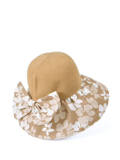 Women Summer Flower Spliced Bowknot Sunproof Hat AA1028 Ada Fashion