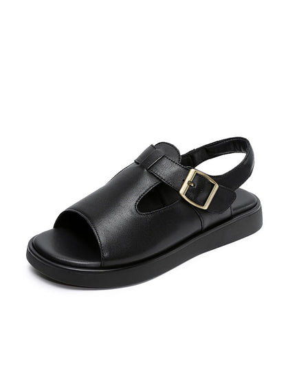 Women Soft Toe Leather Sandals Summer Open FashionChic