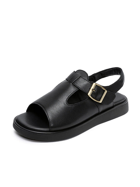 Women Soft Toe Leather Sandals Summer Open FashionChic