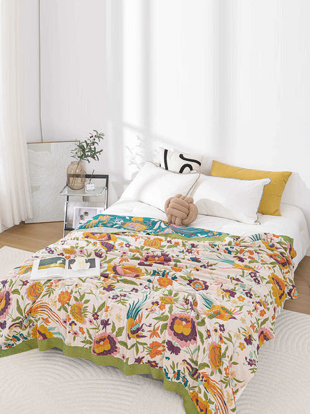 Multi-layer Cotton Flower Jacquard Bedcover Sofa Blanket FD026 BUYKUD