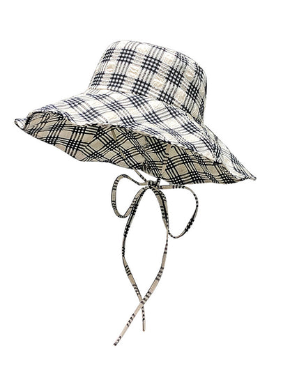 Women Summer Artsy Plaid Sunproof Large Brim Hat ZZ1042 Ada Fashion