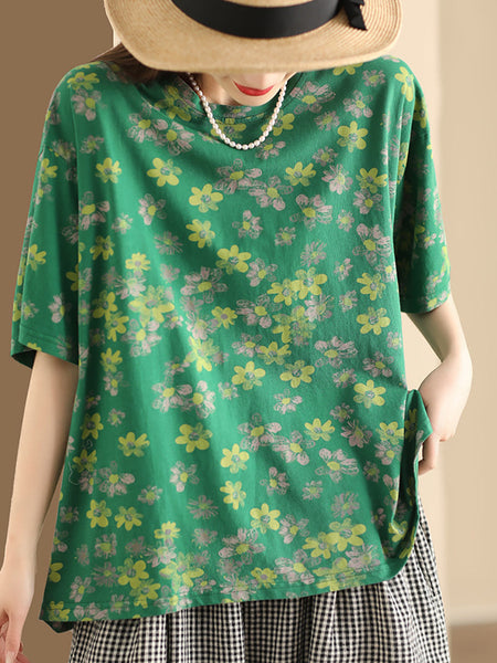 Women Casual Summer Floral Cotton Shirt AA1035 Ada Fashion
