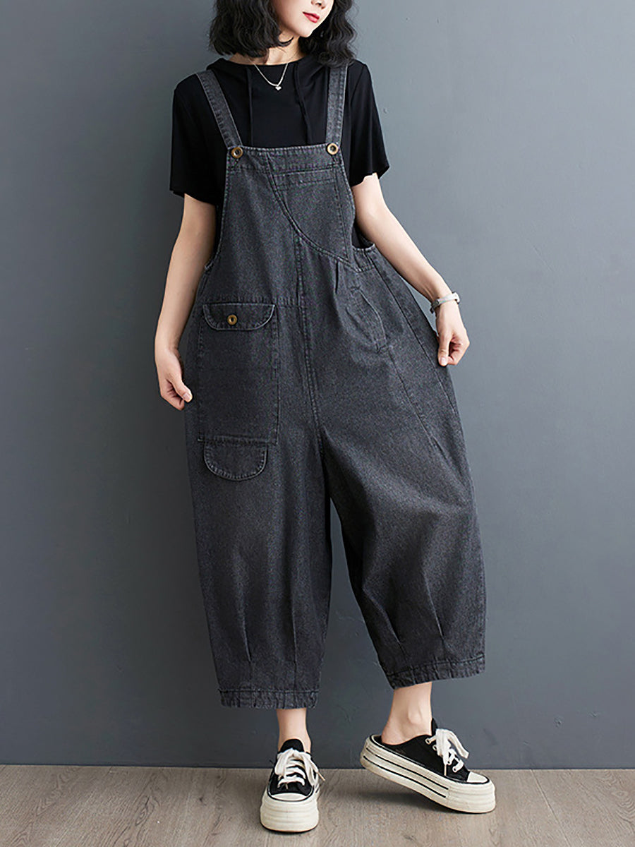 Women Summer Solid Casual Loose Denim Jumpsuits XX1050 Ada Fashion