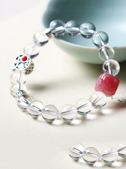 Women Ethnic White Crystal Woven Bracelet KL1045 Ada Fashion