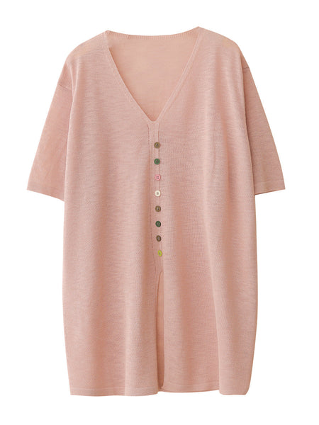 Women Casual Solid Colorful Buttom Summer Thin Shirt QW1050 Ada Fashion