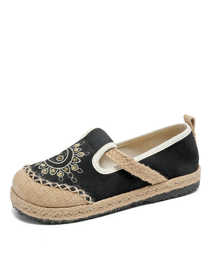 Women Vintage Summer Moon Embroidery Cloth Shoes WE1037 Ada Fashion