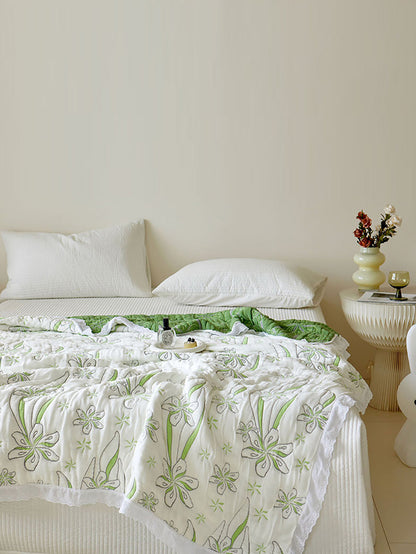 Summer Nap Flower Jacquard Lace Spliced Qulit IO1020 Ada Fashion