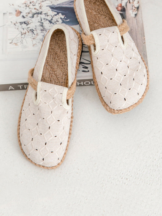 Summer Out Flat Hollow Shoes Casual Cotton Women FashionChic