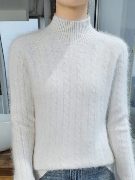 Women Autumn Vintage Half-Turtleneck 100%Wool Trist Sweater BA1065 Genistyle Shop