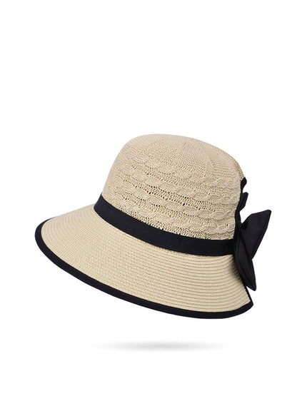 Women Summer Casual Straw Weave Bowknot Sunproof Hat CC038 BUYKUD