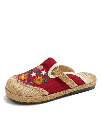 Women Summer Ethnic Flower Embroidery Slippers CC050 TACH