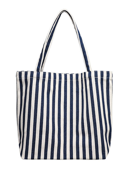 Casual Women Stripe Shoulder Canvas Bag FashionChic