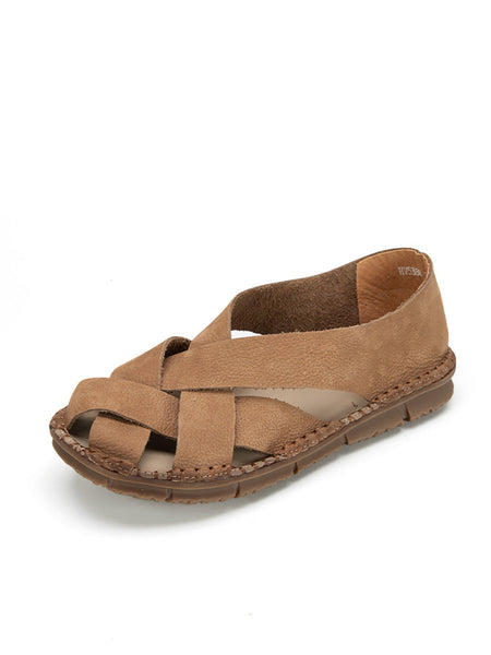 Women Summer Casual Solid Leather Weave Flat Shoes AS1055 Ada Fashion