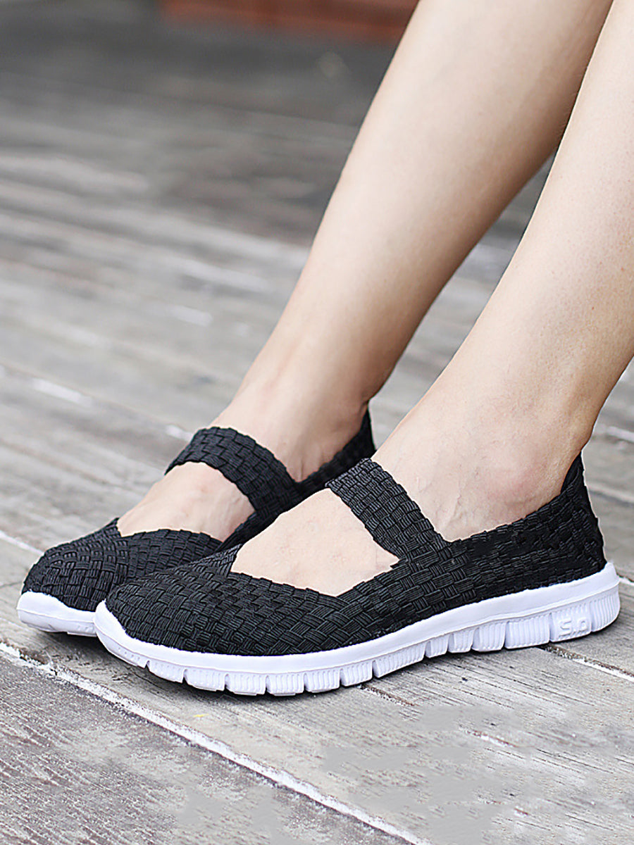 Women Summer Casual Colorblock Weave Flat Shoes RR1017 SADAF