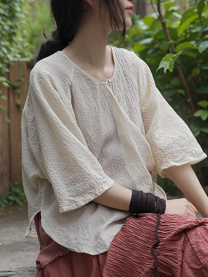 Women Summer Casual Solid Strap Jacquard Shirt FG1040 Ada Fashion