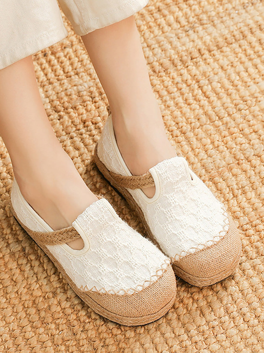 Women Ethnic Summer Linen Cotton Flat Shoes KL1035 Ada Fashion