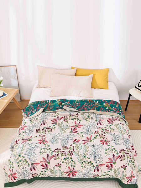 Multi-layer Cotton Flower Jacquard Bedcover Sofa Blanket RR015 TJRR