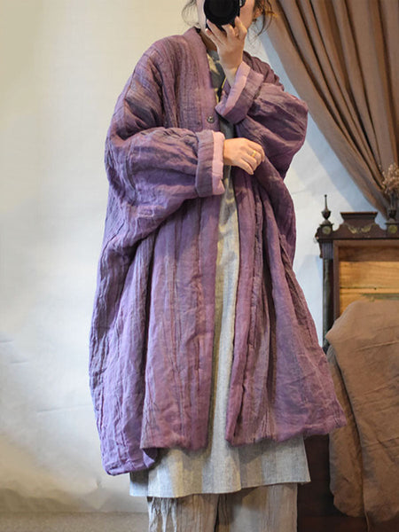 Women Winter Vintage Solid Crinkle Pocket Padded Coat QN012 HMP