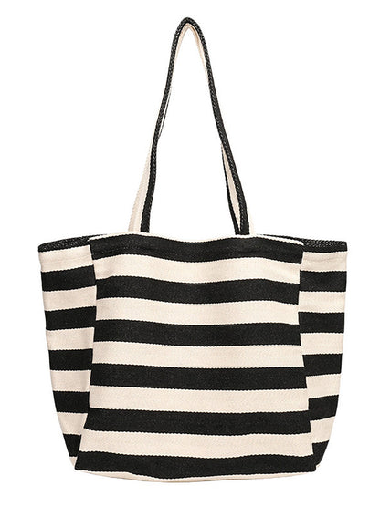 Women Casual Stripe Canvas Large Capacity Shoulder Bag CX044 LCPJ