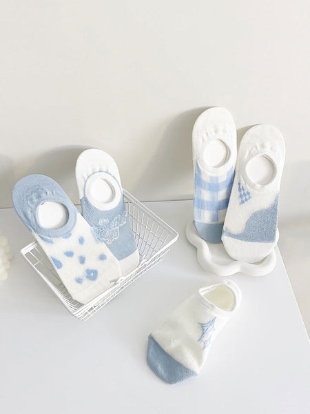 5 Pairs Women Summer Thin Short Socks II1015 BUYKUD