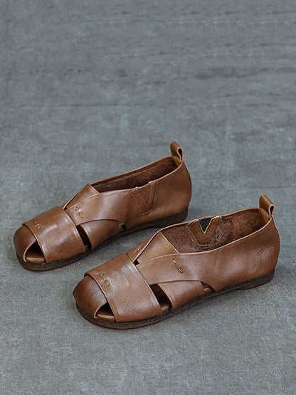 Vintage Flat Women Genuine Leather Sandals FashionChic