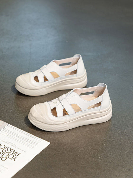 Women Casual Summer Leather Spliced Cutout Shoes UI1020 Ada Fashion