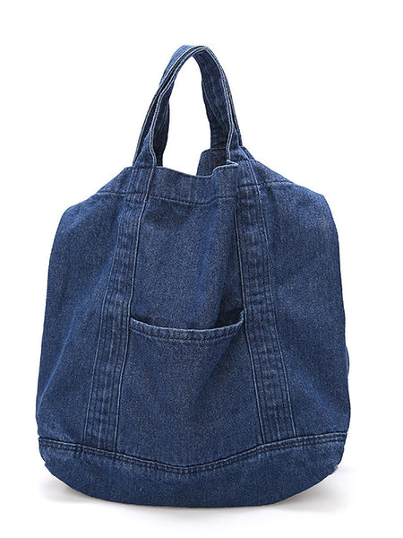 Vintage Solid Denim Spliced Shoulder Bag Handbag OP1038 BUYKUD