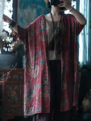 Women Vintage Flower Spring 100%Cotton Shirt Coat KL1013 Ada Fashion