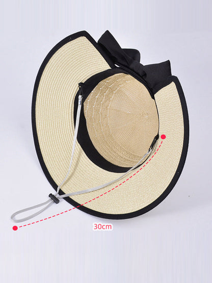 Women Summer Casual Straw Weave Bowknot Sunproof Hat CC038 BUYKUD