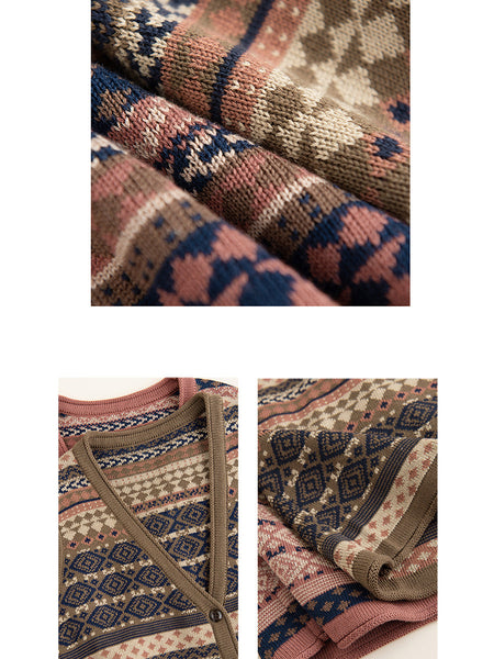 Women Ethnic Stripe V-Neck Cotton Vest WG027 BUYKUD